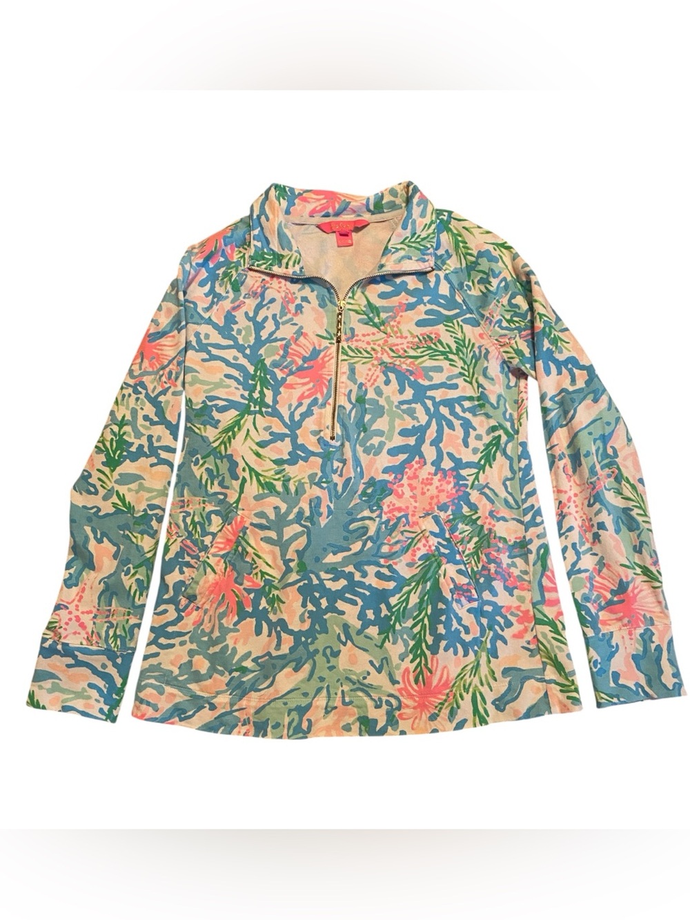 Lilly Pulitzer Women’s Quarter Zip Pullover Coral-Pastel Colors, Size XS - Picture 2 of 10